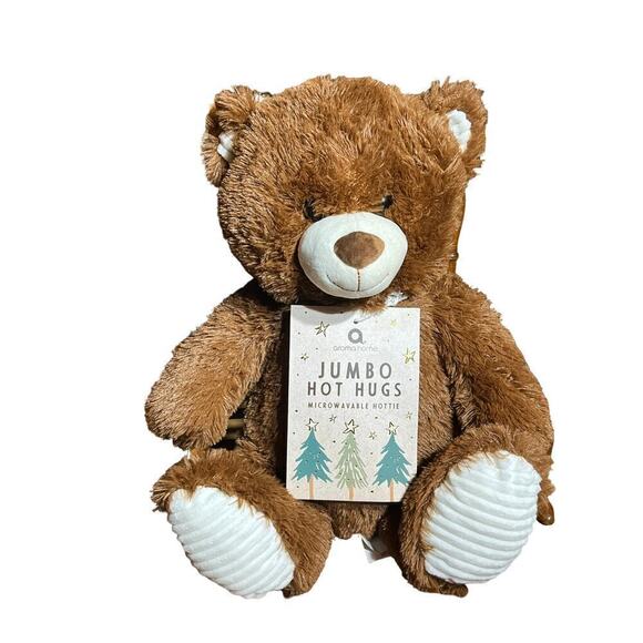 NEW! Aroma Home Jumbo Hot Hugs. Microwavable hottie. Brown Teddy Bear 20" - Picture 1 of 6